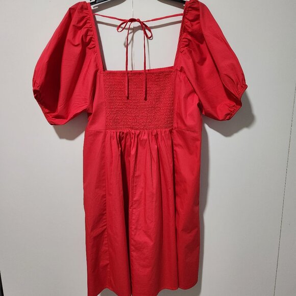 Draper James Red Short Sleeve Cotton Poplin Puff Sleeves BOHO Classic Dress XXL - Picture 7 of 7